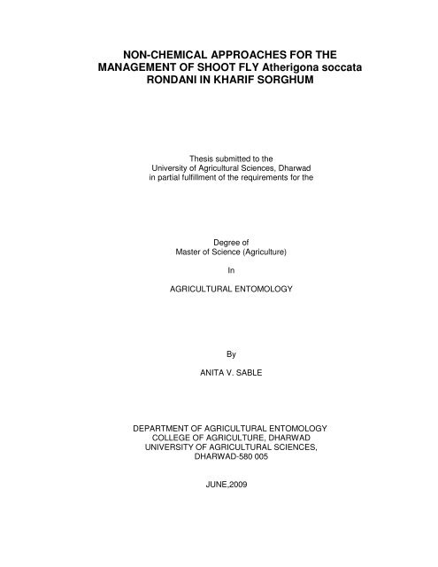 NON-CHEMICAL APPROACHES FOR THE MANAGEMENT OF ...