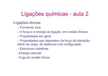 Ligações químicas - aula 2