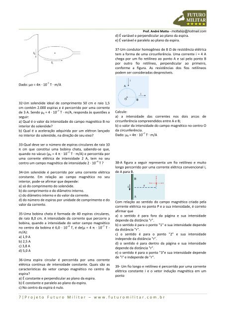 Exercícios – Eletromagnetismo - Futuro Militar