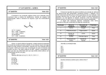 31a A 40a QUESTÃO ⇒ QUÍMICA 31a QUESTÃO Valor: 0,25 ... - IME