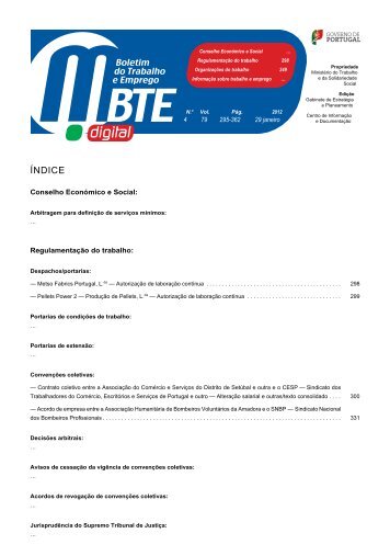 boletim do trabalho e emprego 4/2012 - Associação Humanitária de ...