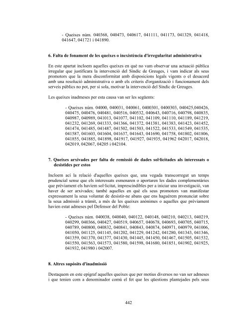 Informe I - Síndic de Greuges