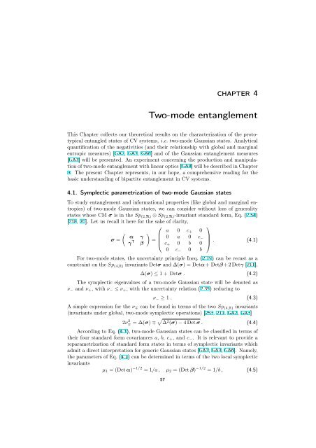 ENTANGLEMENT OF GAUSSIAN STATES Gerardo Adesso