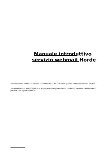Manuale introduttivo servizio webmail Horde