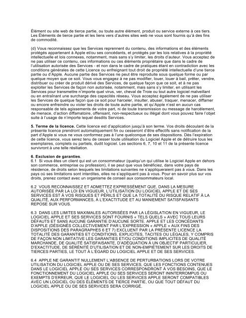 ENGLISH APPLE INC. SOFTWARE LICENSE AGREEMENT APPLE ...