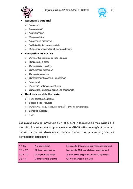 Projecte d'Educació Emocional a Cicle Mitjà - Universitat de Barcelona