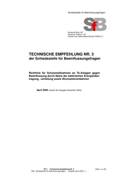Technische Empfehlung Nr 3 Sfb Schiedsstelle Fur