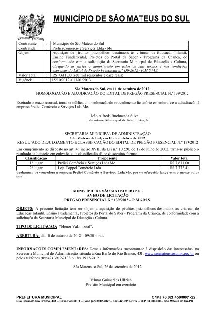 Pregao Presencial nº 139-2012-Aquisicao de pirulitos - Prefeitura ...