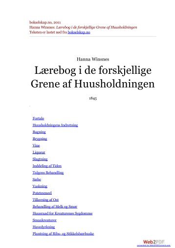 Lærebog i de forskjellige Grene af Huusholdningen - Bokselskap.no