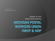 Michigan Postals Workers Union OWCP & NRP - Western Michigan ...