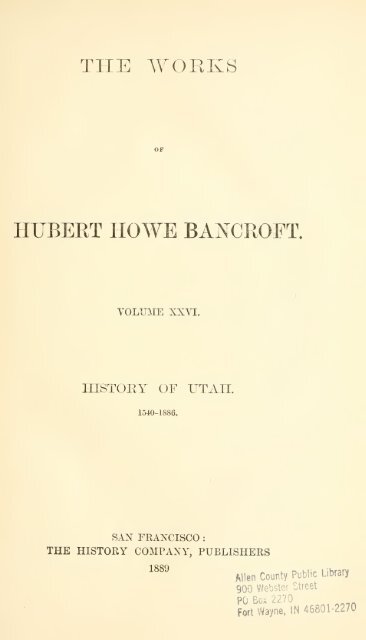 History of Utah, 1540-1886 - Brigham Young University