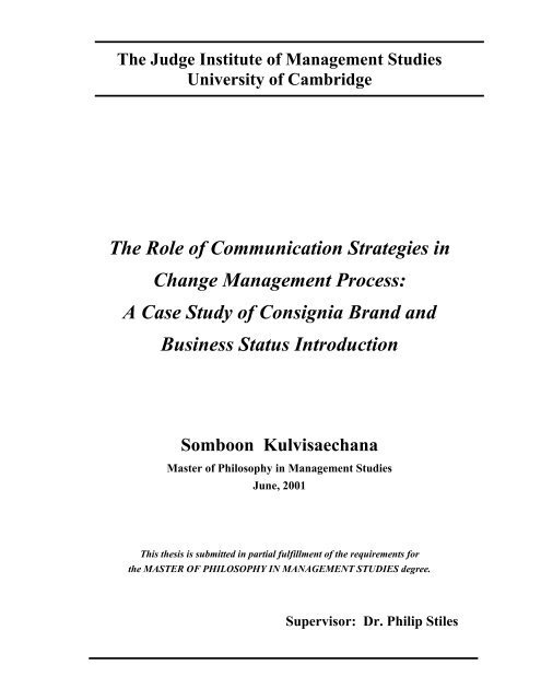 The Role of Communication Strategies in Change Management ...