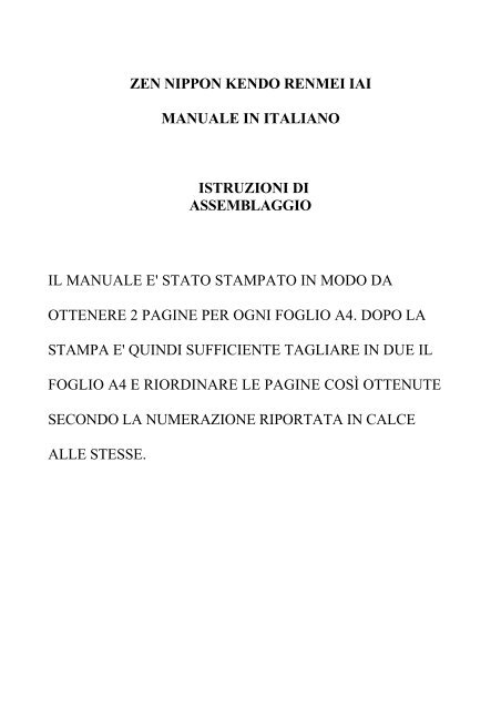 ZEN NIPPON KENDO RENMEI IAI MANUALE IN ITALIANO ... - Cik