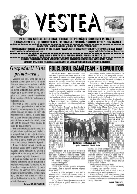 FOLCLORUL BĂNĂŢEAN - NEMURITOR ... - Revista „Vestea“