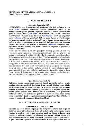 1 DISPENSA DI LETTERATURA LATINA A.A. 2009-2010 PROF ...
