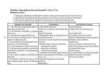 Modulul „Tehnologia prelucrării lemnului”. Clasa a V-a. Obiective ...