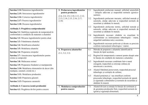 Standardul ocupațional pentru profesia Cofetar, anexa nr. 1