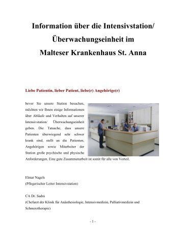 Besucher-Info der Intensivstation/ Überwachungseinheit - Malteser ...