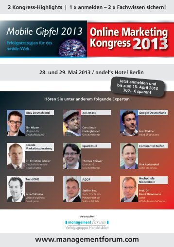 Online Marketing Kongress - Management Forum der Verlagsgruppe ...