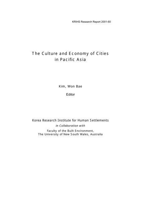 The Culture And Economy Of Cities In Pacific Asia