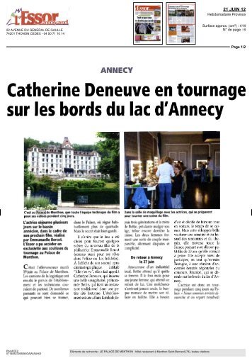 Catherine Deneuve en tournage sur les bords du lac d'Annecy