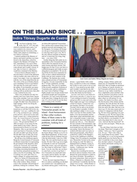 July 29 to August 5, 2005 Volume 12, Issue 29 - The Bonaire Reporter