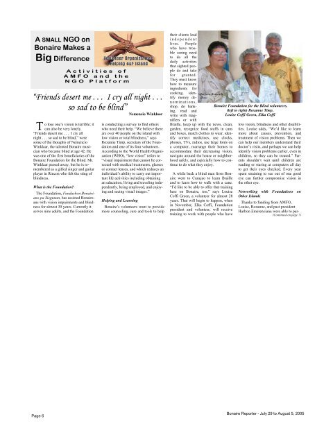 July 29 to August 5, 2005 Volume 12, Issue 29 - The Bonaire Reporter