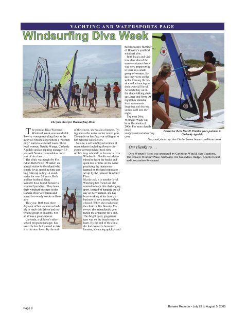 July 29 to August 5, 2005 Volume 12, Issue 29 - The Bonaire Reporter