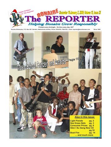 Also in this issue: - The Bonaire Reporter