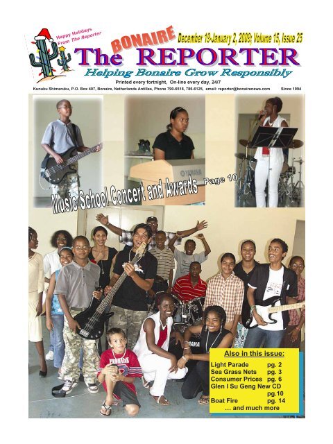 Also in this issue: - The Bonaire Reporter