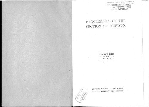 Proceedings of the section of sciences - DWC