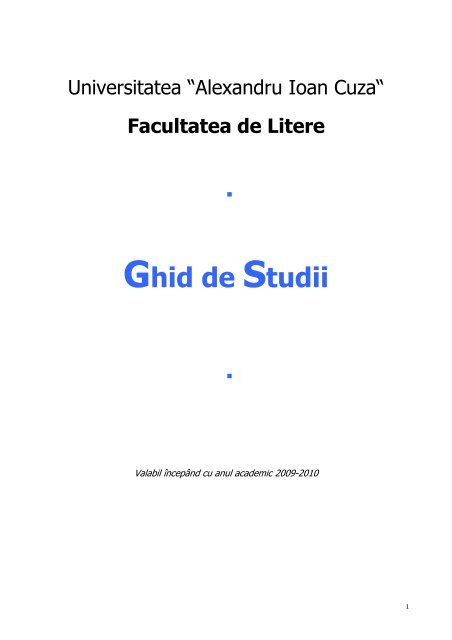 Ghid de Studii - Facultatea de Litere - Universitatea Alexandru Ioan ...