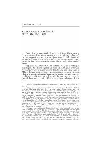 i barnabiti a macerata (1622-1810, 1847-1862) - Centro Studi Storici ...