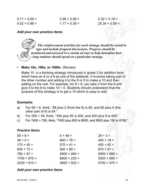 Mental Math Grade 6 Teacher's Guide