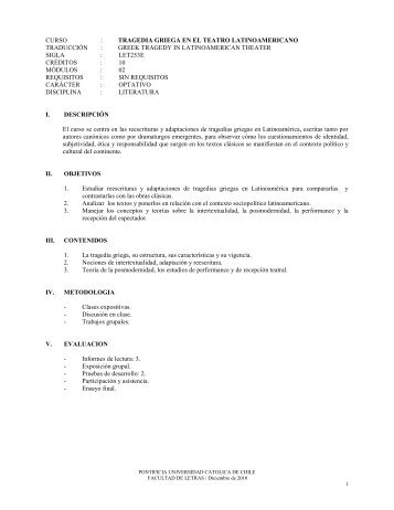 tragedia griega en el teatro latinoamericano traducción - Curso