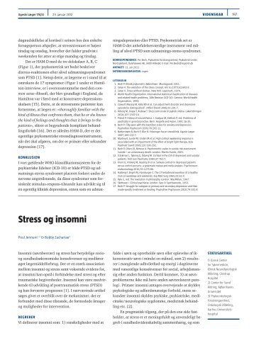 Stress og insomni - Ugeskrift for Læger