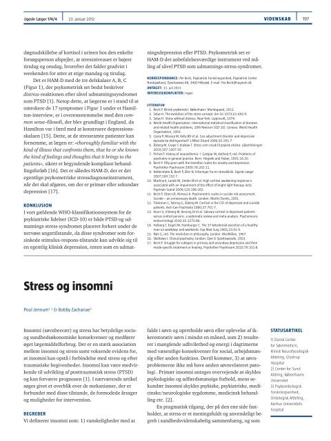 Stress og insomni - Ugeskrift for Læger