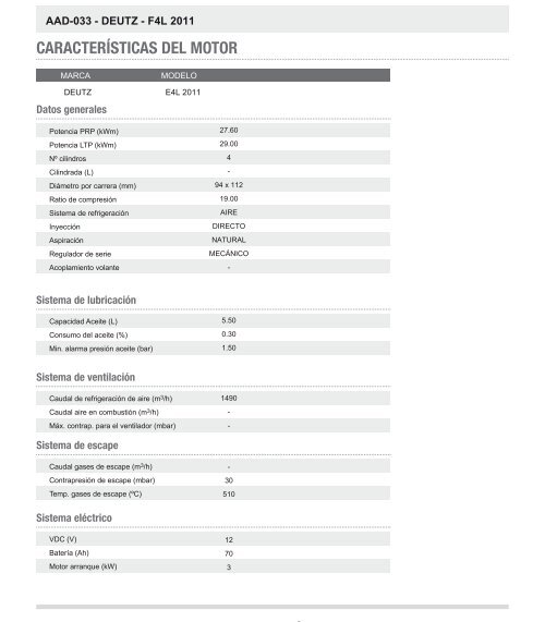 ESPECIFICACIONES TÉCNICAS AAD-033 - efh chile