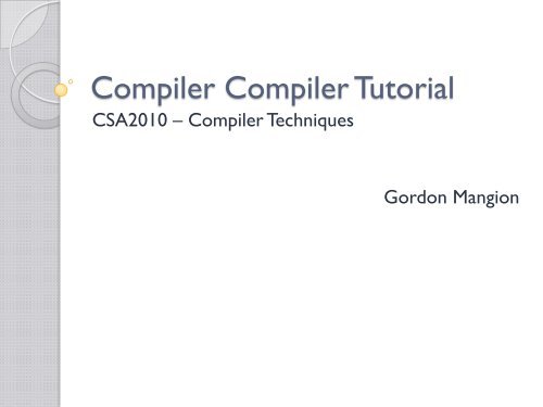 Compiler Compiler Tutorial