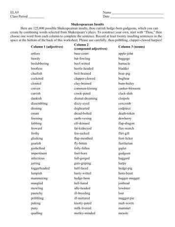 shakespeare insults lesson - DriverLayer Search Engine