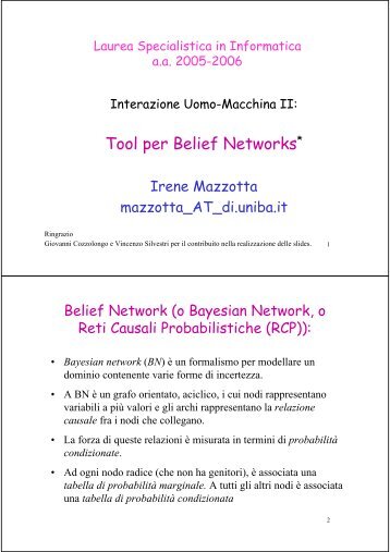 Tool per Belief Networks*