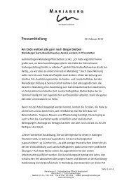 Pressemitteilung - Mariaberg eV