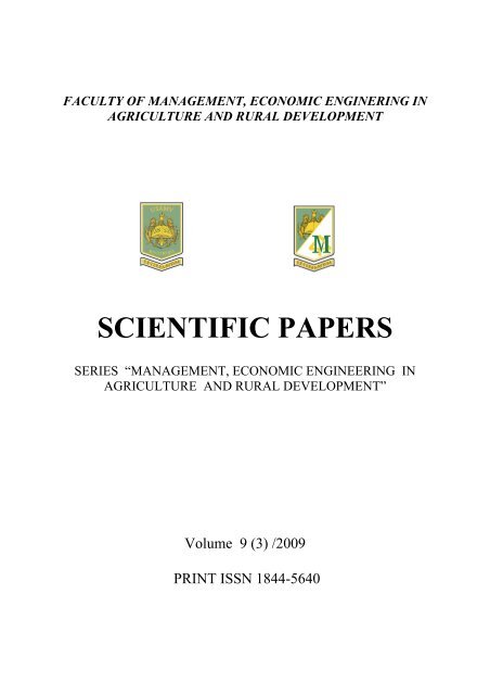 Issue 3 - Scientific Papers Series “Management, Economic ...