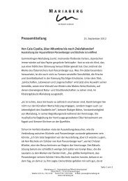 Pressemitteilung - Mariaberg eV