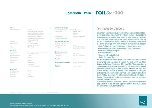 Foilstar 300 - ACI Laser