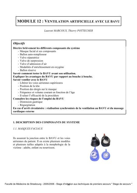 MODULE 12 : VENTILATION ARTIFICIELLE AVEC LE BAVU