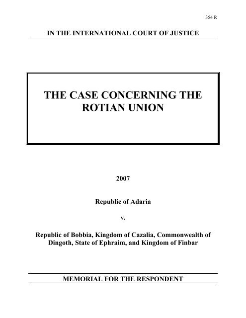 the case concerning the rotian union - International Law Students ...