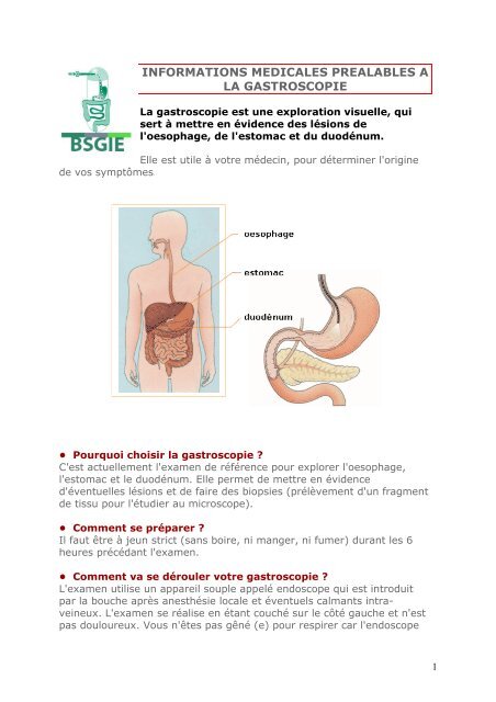 INFORMATION GASTROSCOPIE