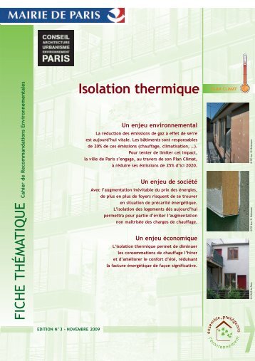 FICHE THÉMAT IQUE Isolation thermique - CAUE75 Paris