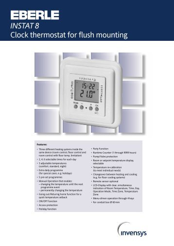 INSTAT 8 Clock thermostat for flush mounting